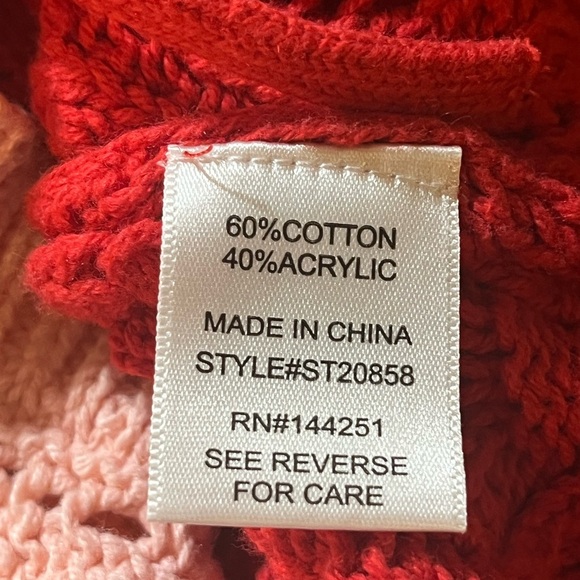 Sincerely Jules Two-Tone Red & Pink Fie front cropped Sweater, size: Small - Picture 8 of 9